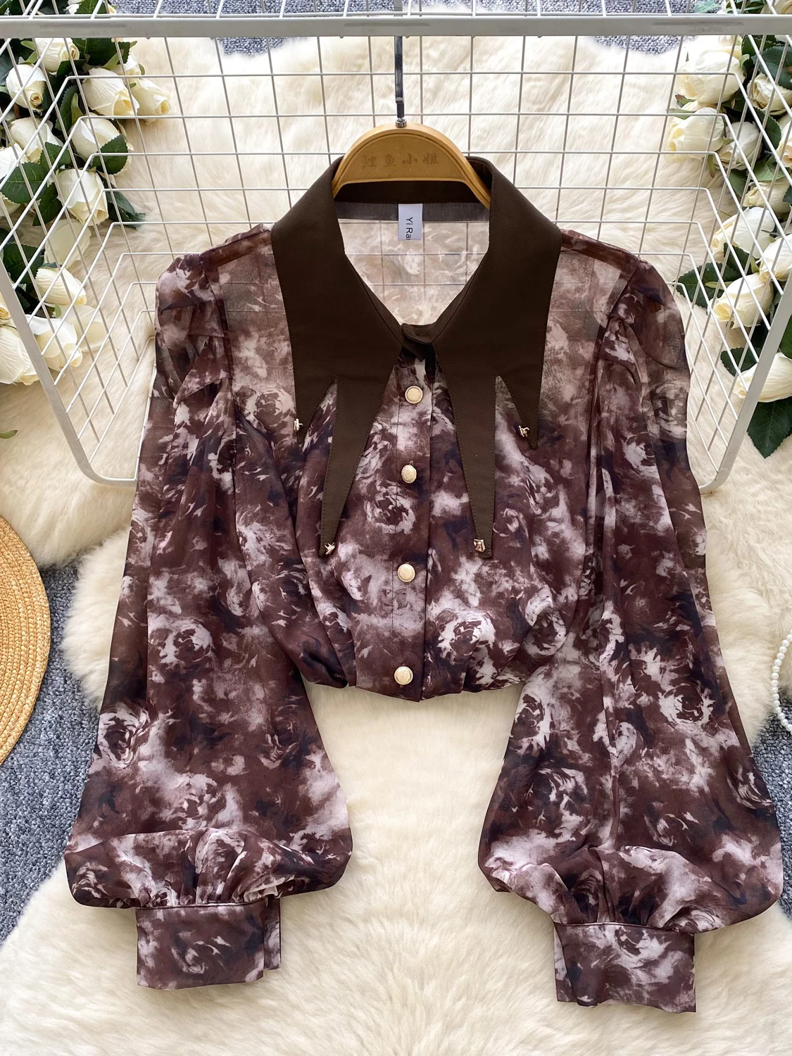 Csa estampada de manga larga hoada e informal para mujer, estilo fino para otoño y primavera, de fibra de poliéster, a...