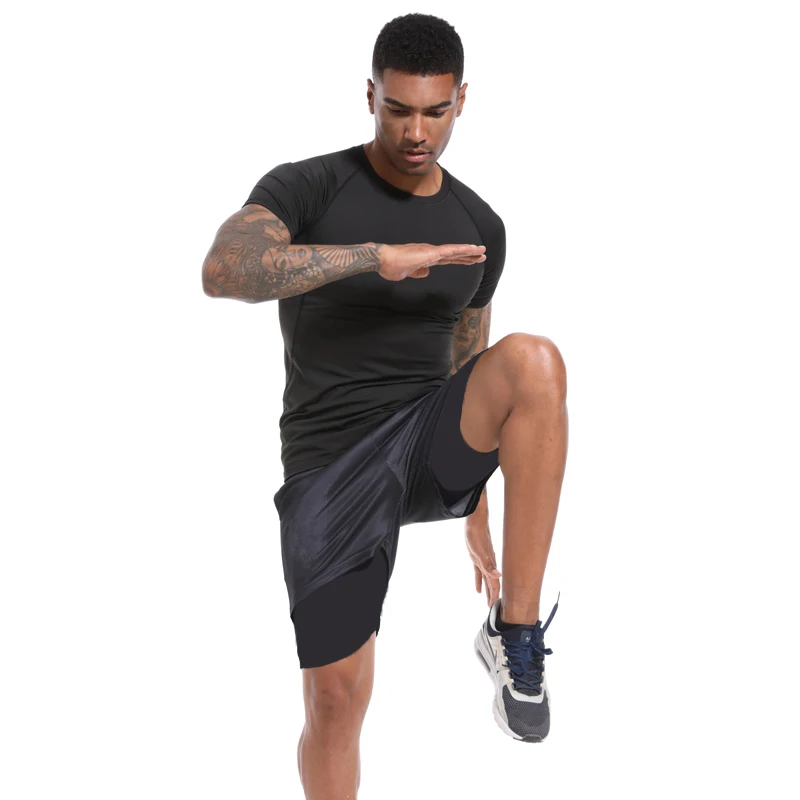 Men Running Compression T-shirt Short Sleeve Sport Tees Gym Fitness Sweatshirt Male Jogging Tracksuit Homme Athletic Shirt Tops