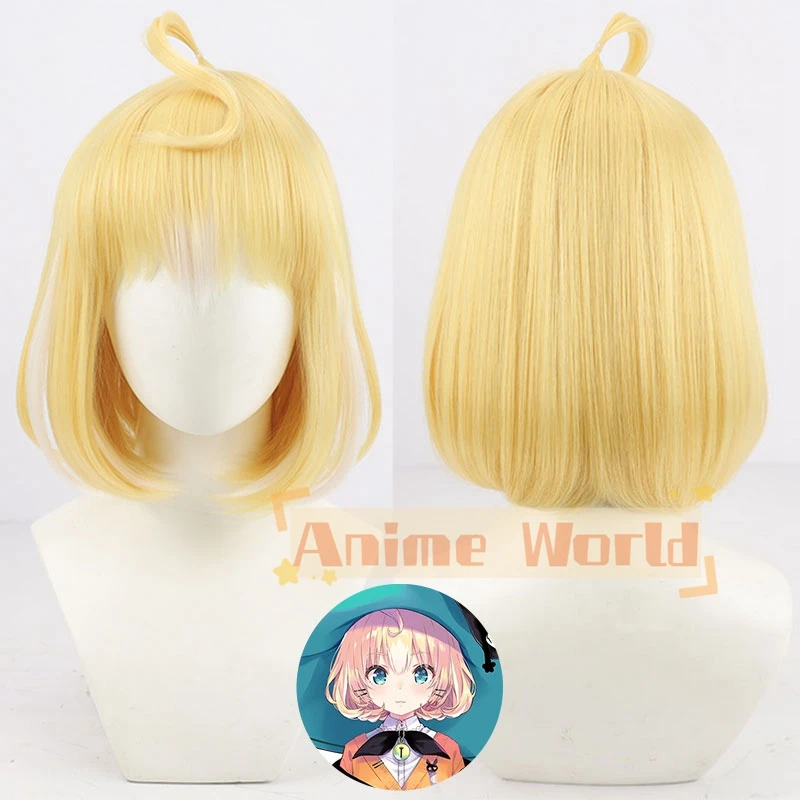 Virtual YouTuber Nijisanji Ethyria Millie Parfait Golden Cosplay Wig Halloween Christmas Woman Men Adult Wig