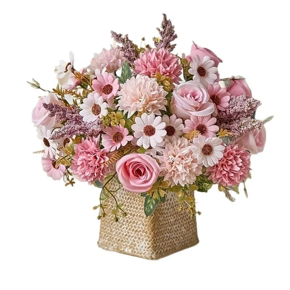 Bridal Accessory 7-Forked Design Artificial Rose Real Touch Handheld Flower Simulation Flower Fake Bouquet Wedding Decoration