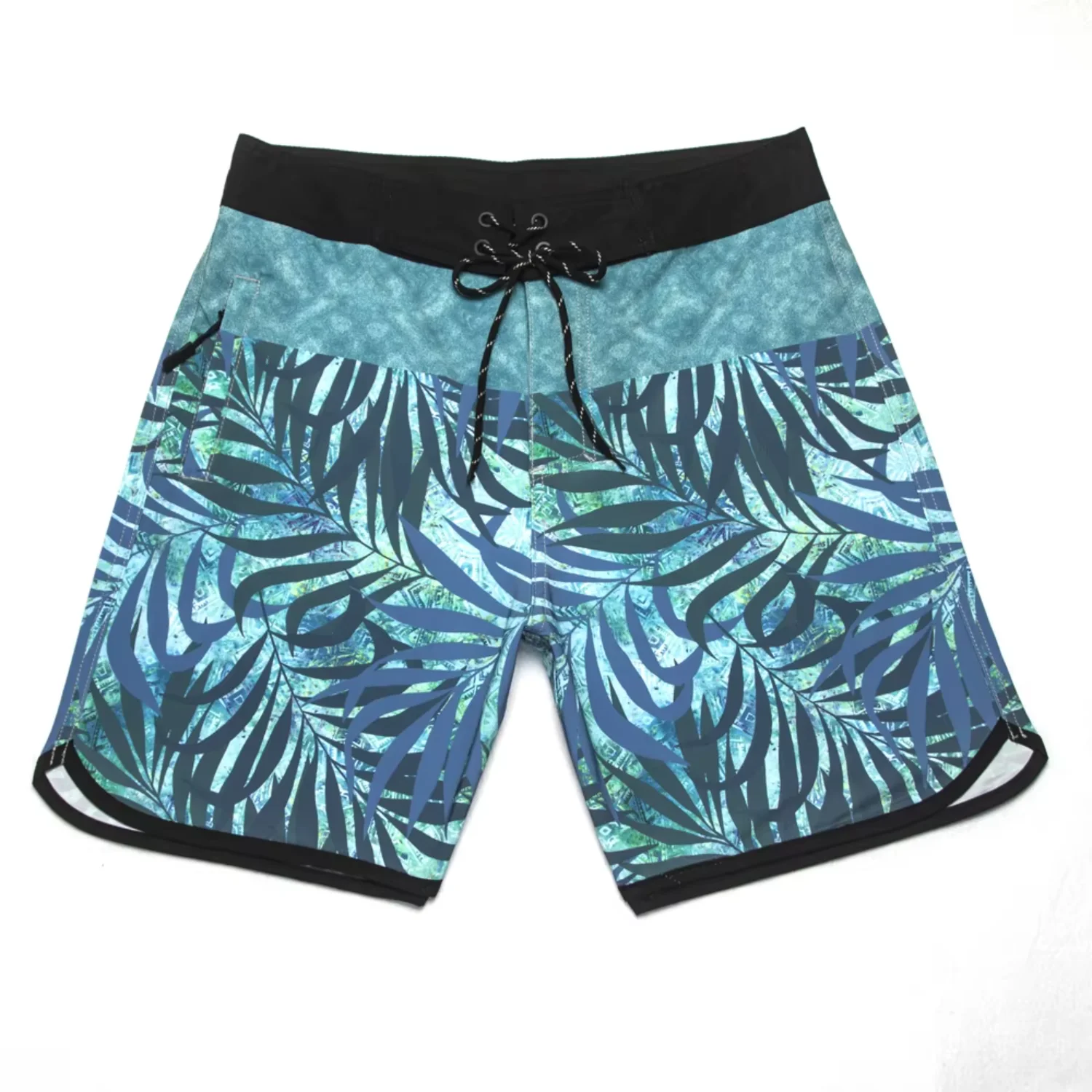 Summer Men's Boardshorts Leaf Printed 4-way Stretch Quick-dry Waterproof Thin Beach Shorts Surf Swim Trunk Bermuda Swimwear