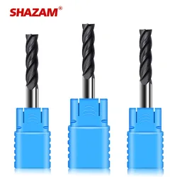 SHAZAM 2/4-Flute Extended Straight Shank Graphite Milling Cutter Tools CNC Processing Diamond Coated Carbide Flat End Mills