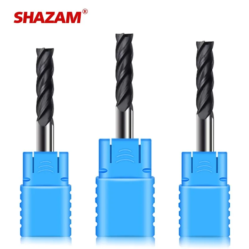 SHAZAM 2/4-Flute Extended Straight Shank Graphite Milling Cutter Tools CNC Processing Diamond Coated Carbide Flat End Mills