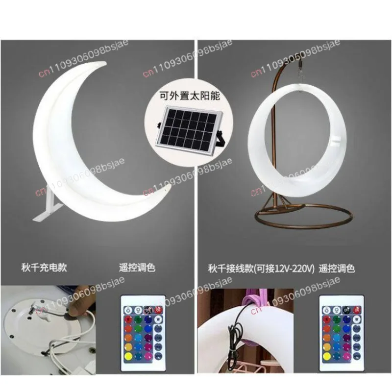 Outdoor Luminous Swing Internet celebrity Hanging Chair Outdoor Courtyard Ring Moon Rocking Chair Hotel Garden Cradle view 4