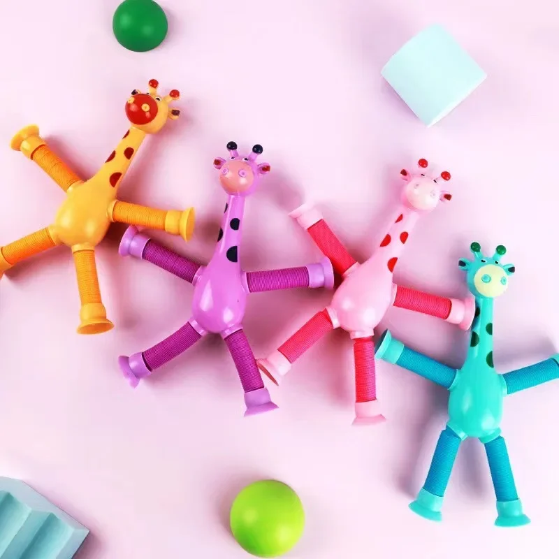 4Pcs Pop Tubes Fidget Toys Changing Telescopic Suction Cup Robot Stress Relief Sensory Toys Party Favors for Girl Boys Gifts