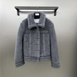 Short Length Coat Winter Women High Quality Real Sheep Wool Turn-Down Collar Clothes Thick Warm Max Single Breasted