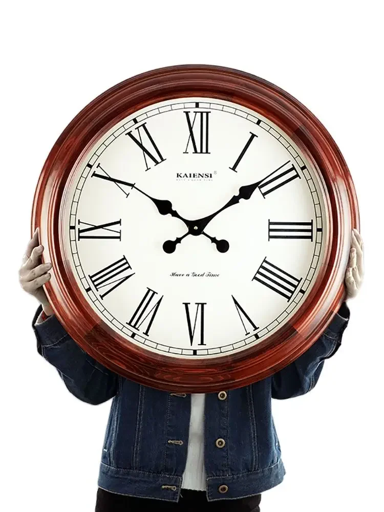 Super Large Wall Clock Retro Solid Wood Living Room Creative Mute Clocks Nordic Big Wall Watches Home Decor Home Decoration Gift