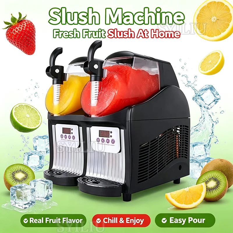 Commercial Slushy Machine Double Tank Electric Automatic Slush Maker Machine Frozen Drink Snow Melting Machine