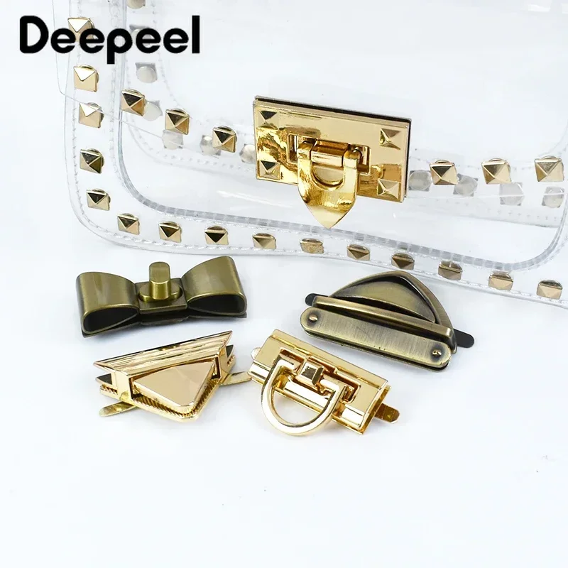 4Pcs Deepeel Metal Bag Lock Buckles Colored Turn Twist Locks Bags Closure Purse Decor Latch Clasp DIY Sewing Hardware Accessory