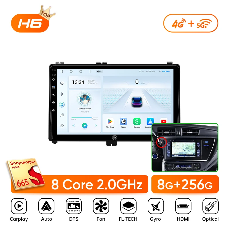 Ainavi autoradio voor Toyota Auris 2014 2015 2016 2017 2018 Corolla Altis Hybrid Carplay Android Auto multimediaspeler stereo 4G