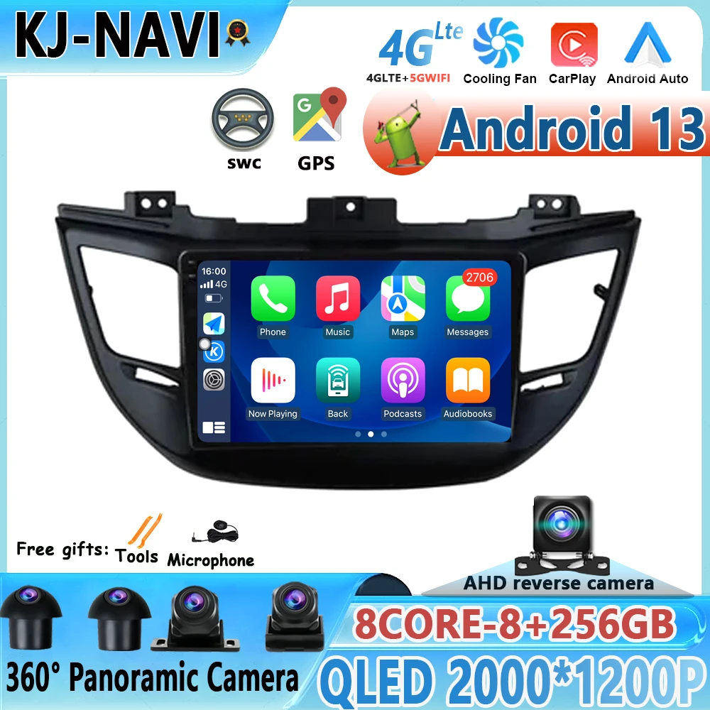 

Car Radio Multimedia 9" Android 13 For Hyundai Tucson IX35 3 2015 2016 2017 2018 Video Player Navigation DSP GPS 4G Lte WIFI