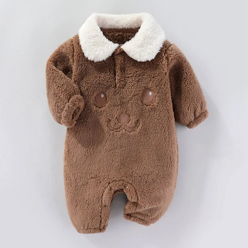 New Winter Newborn Boys and Girls\' Jumpsuit Baby Plush Thickened Bodysuits Infant Romper Baby Clothes 0 to 12 Months