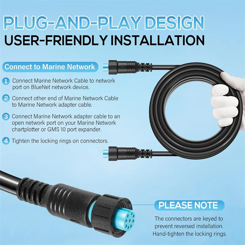 010-12528-01 Marine-Netzwerkkabel mit kleinem Stecker, ersetzt für Garmin BlueNet-Netzwerkkabel (20 Fuß, wasserdicht) – Detail 3