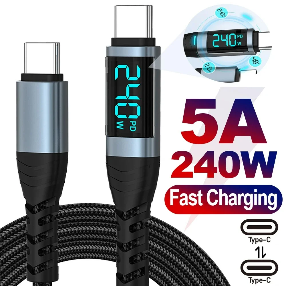 240W USB Type C Cable PD Fast Charging Phone Charger Data Cord For iPhone 15 16 Samsung Xiaomi Huawei USB C to USB C Quick Cable