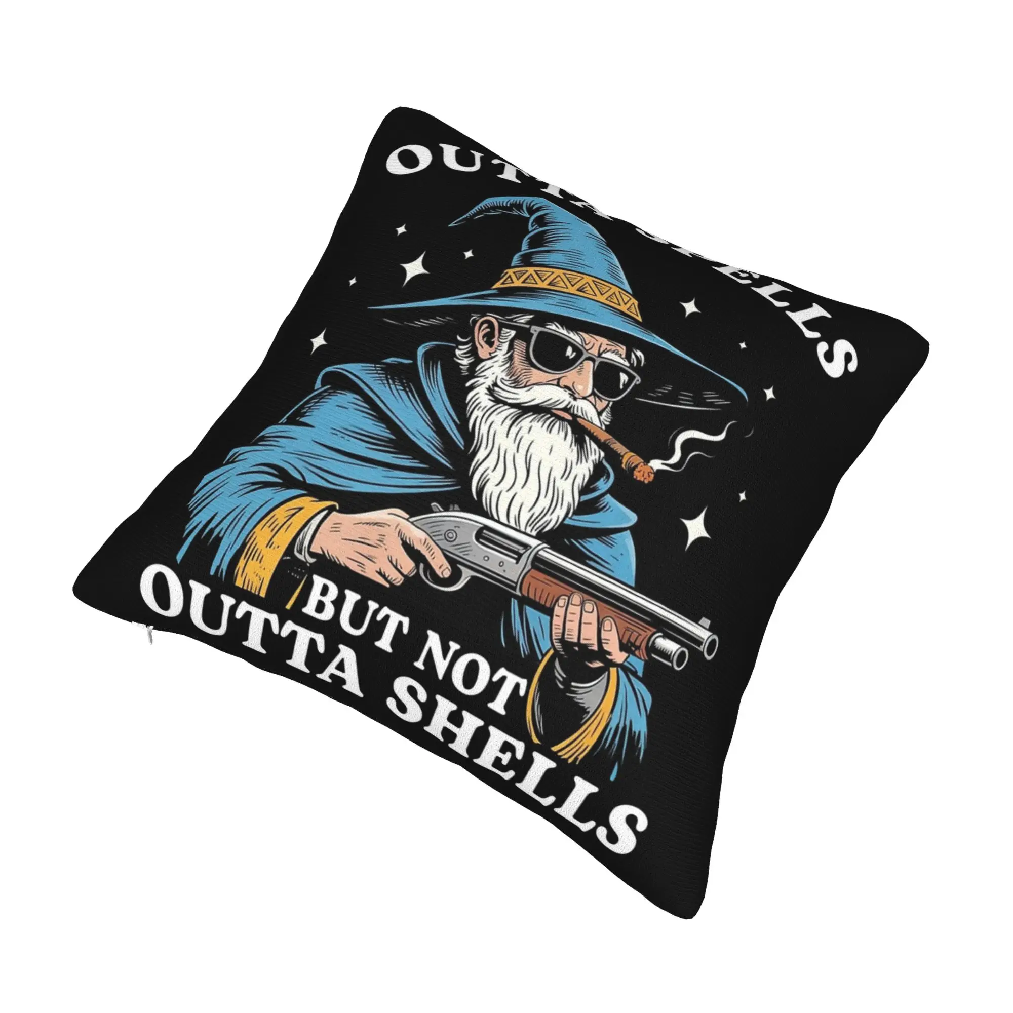 Outta Spells But Not Outta Shells Wizard Meme Pillowcase Soft Cushion Cover Decoration  Pillow Case Cover Home Zippered 40*40cm
