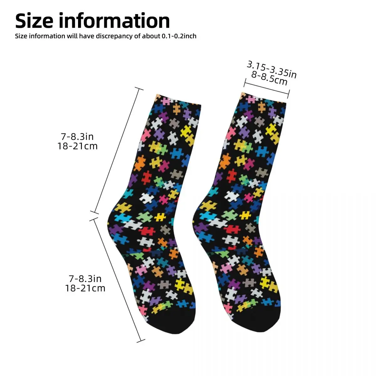 Retro Autism Awareness Puzzle Pattern Basketball Socks Polyester Middle Tube Socks for Unisex