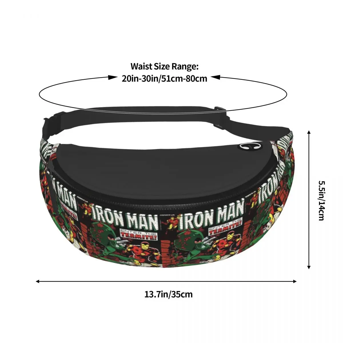 Riñonera personalizada Iron Man Vol 1189 para hombre y mujer, bolso de cintura cruzado para correr, para dinero y teléfono