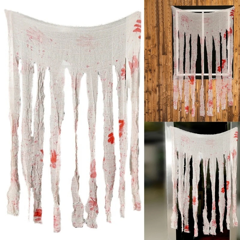 Scary Halloween Party Decoration Bloodied Cloth Doorway Curtain for Home Window 87HA