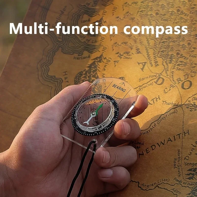 Outdoor Professional Mini Compass Map Scale Ruler Multifunctional Equipment Outdoor Hiking Camping Survival Compass Guiding Tool