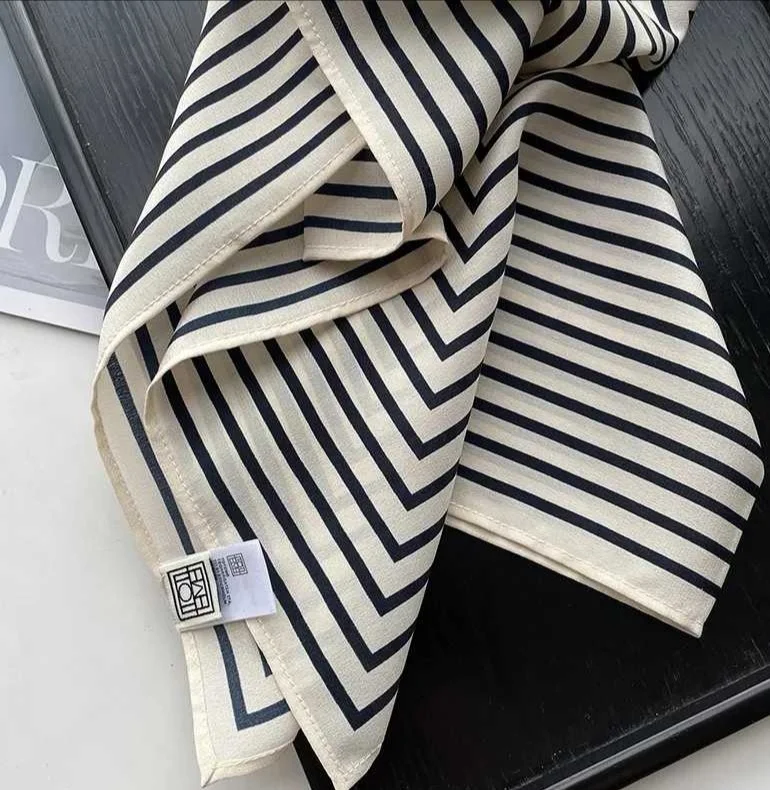 

Nordic Geometry Stripe Line Double Gauze Silk Square Scarf Small Square Silk Scarf Silk Hairband Scarf Winter Summer...