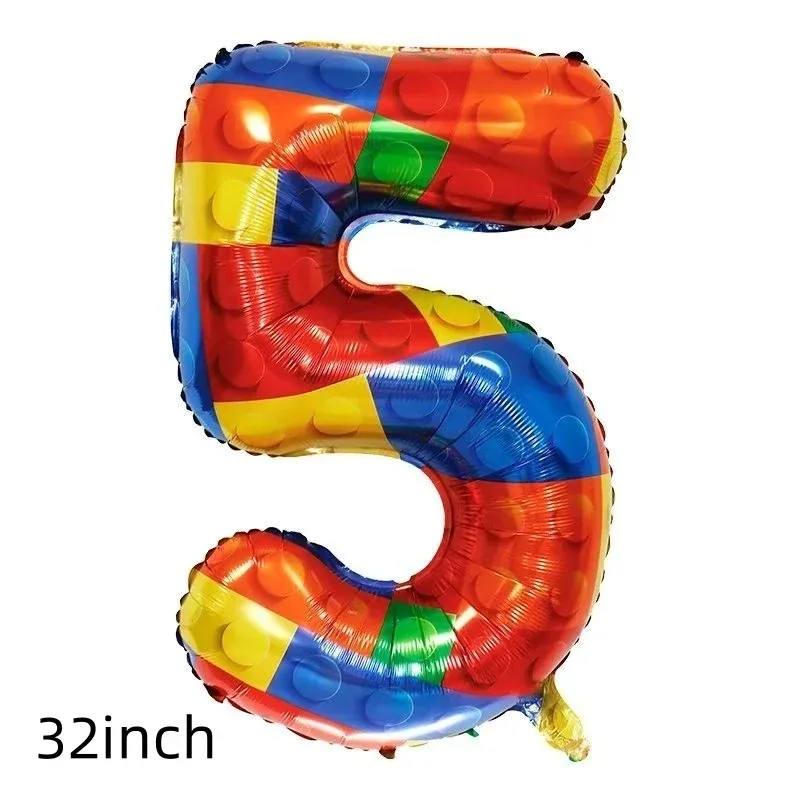 Building-blocks Kids Birthday Party Supplies Balloons Set Disposable Tableware Baby Shower Popcorn Box Tablecloth Kids Gifts