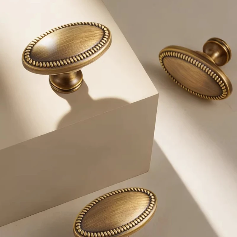 French Vintage Design High Quality Knobs Cabinet Drawers T-bar Handle Solid Brass Furniture Handles Wardrobe Bedroom Door Pulls