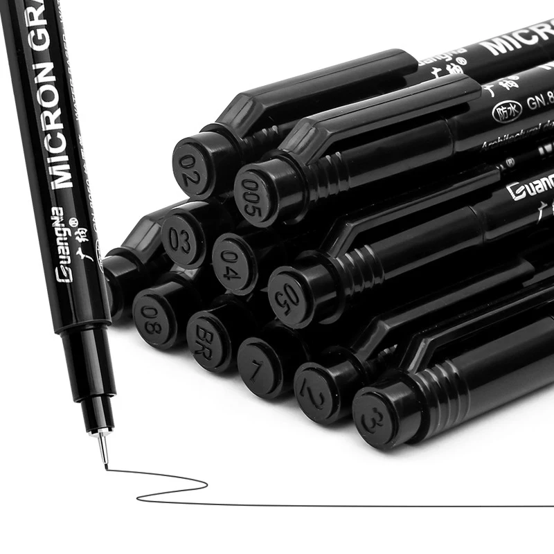 6/9/12/15pcs Waterproof Calligraphy Hook Line Pen Fade Proof Micron Pen Tip Fine Liner lettering Art Marker Pen Sketch Supplies