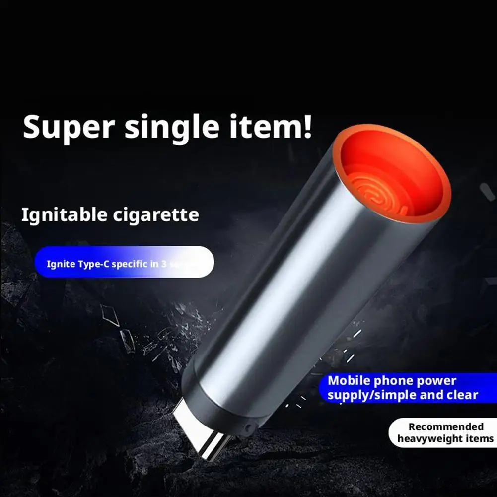 Type-C Mini Portable Cigarette Lighter Windproof Energy Saving Low Consumption No Built-In Battery Required For Outdoor Use