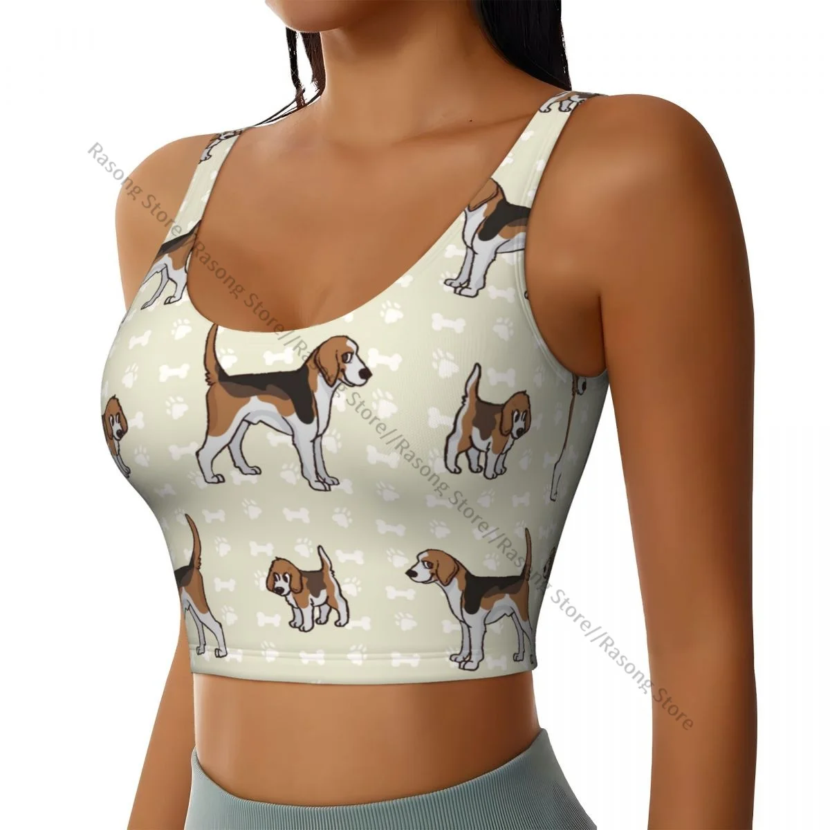 Women Sexy Sports Vest Cute Puppy And Foxhound Hunting Dog Female Streetwear Sport Lingerie Tee Crop Top