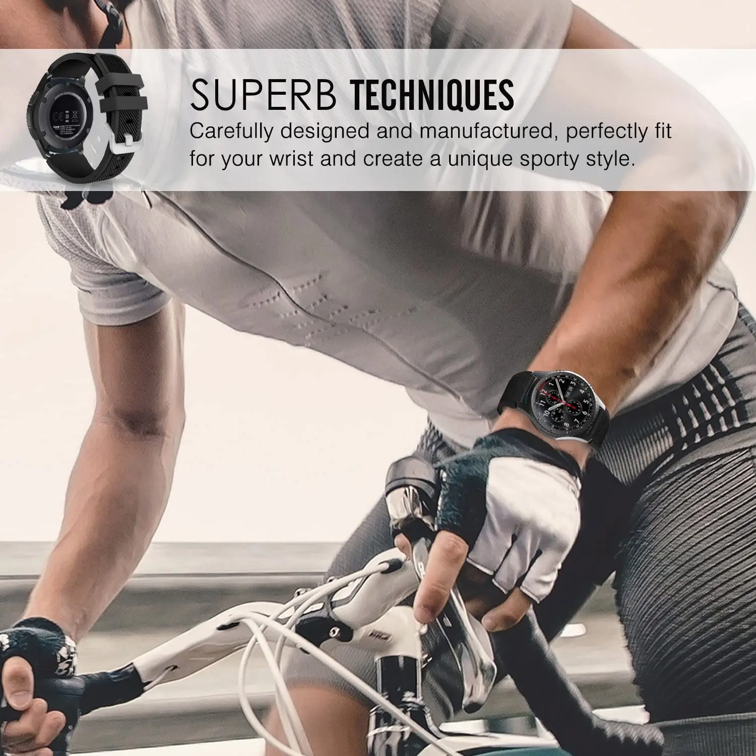 Pulseira de silicone para Amazfit Stratos GTR Samsung Watch, Pulseira esportiva para Huawei Watch 3 e GT3 Strap, 22mm