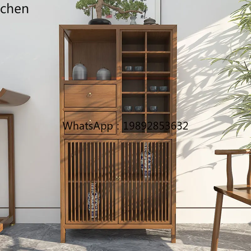 

solid wood Bogu rack tea cabinet tea set storage rack small modern tea cabinet
