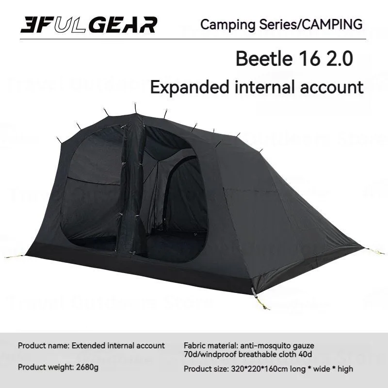 3F UL GEAR Beetle 16 Camping Tent 5-8 Persons Dome Tent 70D Nylon