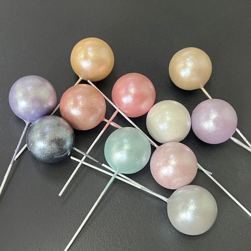 Bolas de colores para pastel de 20 piezas, adornos de espuma de Metal de 2-4cm, bola blanca y negra para niños, decoraciones para tartas de fiesta