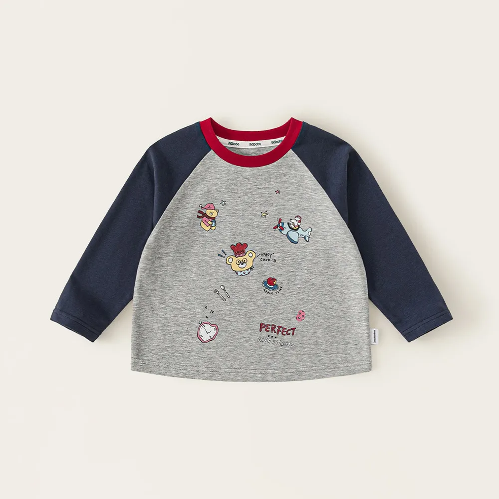 New autumn cartoon printed long sleeve T-shirt raglan sleeve Round neck undershirt baby girl clothes kids tops