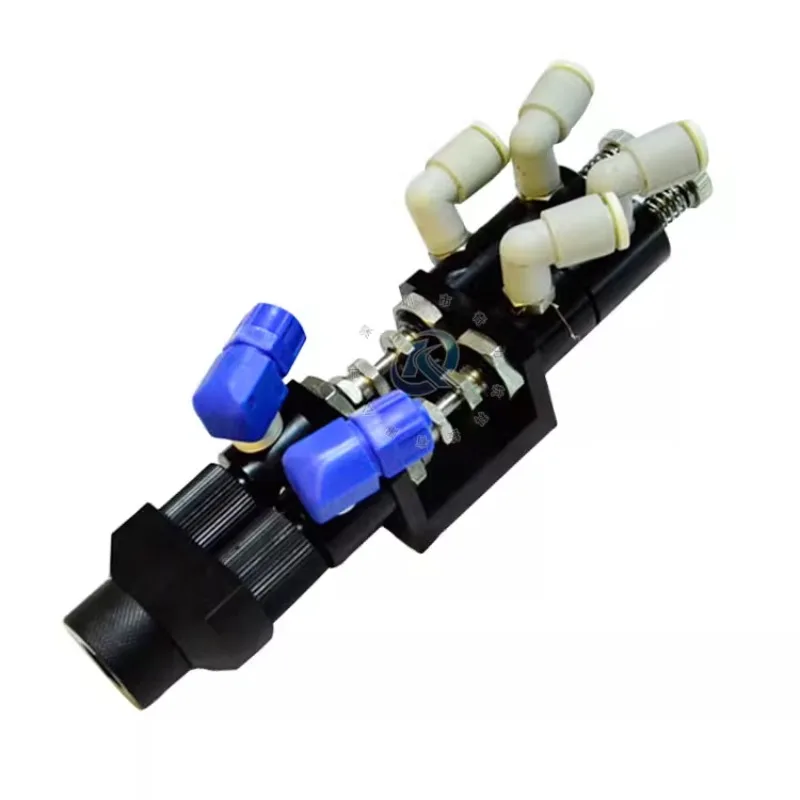 

QLH-23AB double liquid suction dispensing valve connected to plastic tee AB pneumatic dispensing valve dispensing