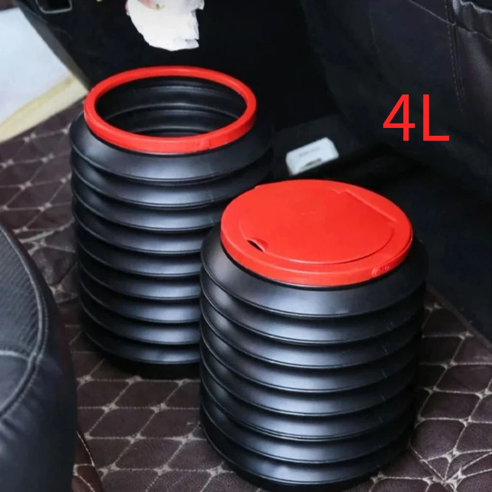 Foldable Car Trash Can Portable Mini Multifunction Foldable Bucket 4L Retractable Garbage Storage Box Auto Interior Accessories