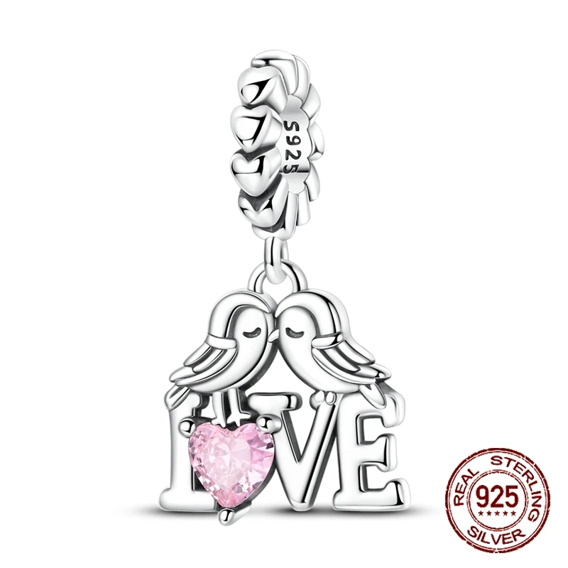 حار بيع الحب الطيور سحر 925 فضة عيد الحب استرخى قلادة صالح الإسورة سوار قلادة DIY مجوهرات