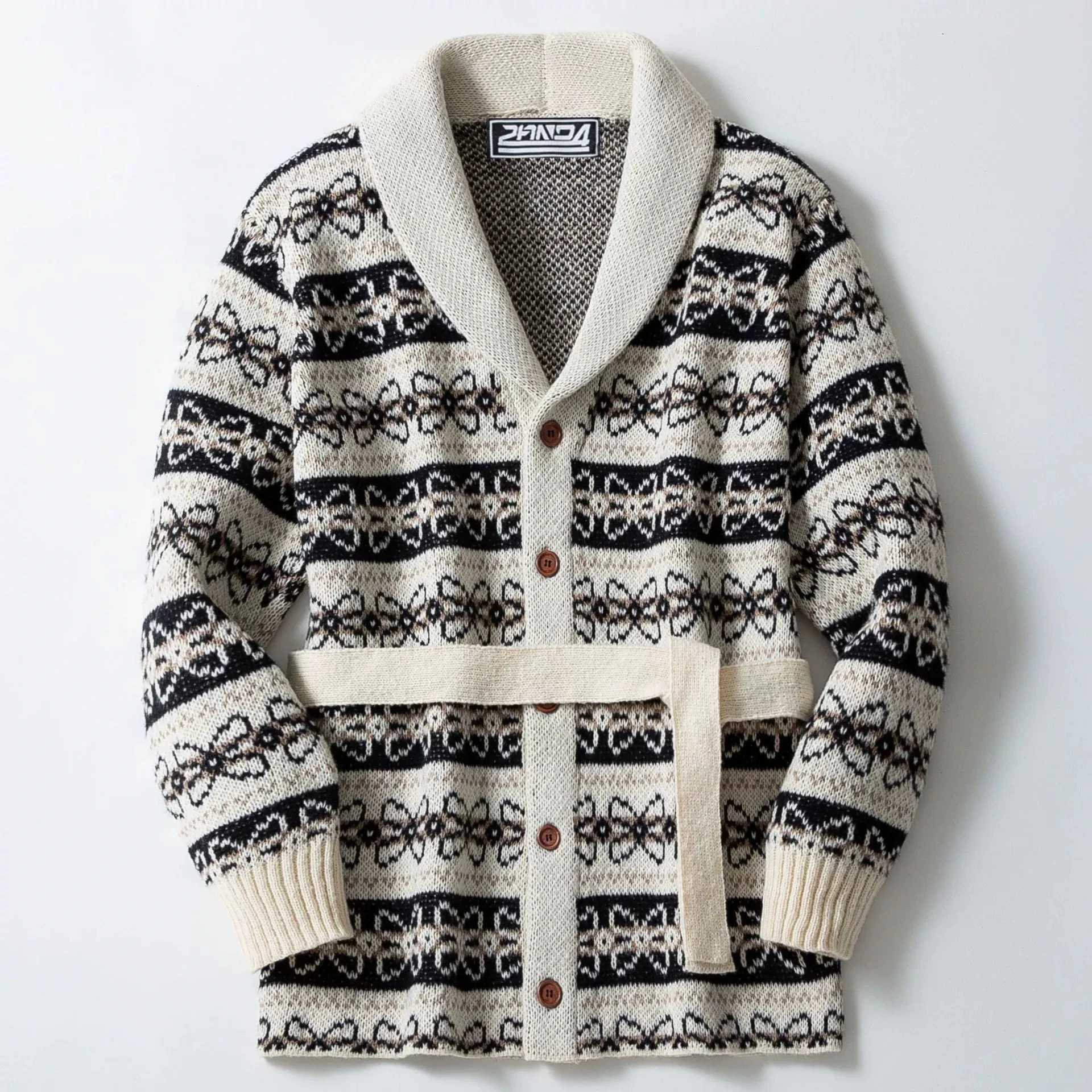 

Men's Luxury Fashion Men's Autumn/Winter Thick Jacquard Sweater Medium/Long Series Belt Knitted Cardigan Coat Top