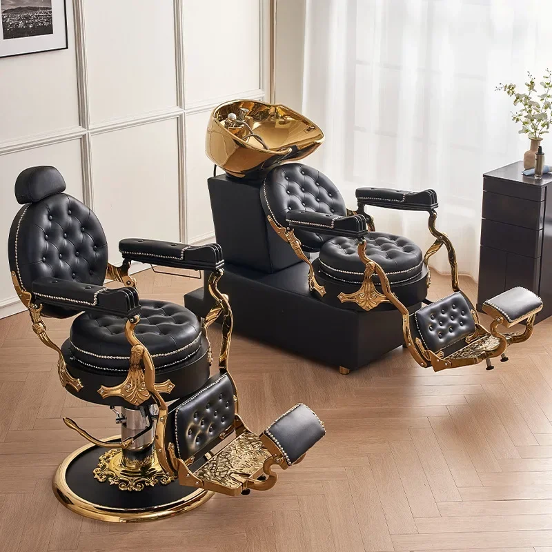 Barber furniture Men's vintage oil hair chair Barbershop dedicated hair salon cut hair lift put upside down shaving chair