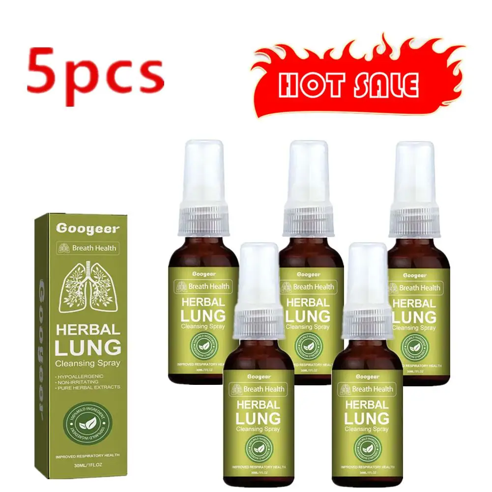 5X Lung Herbal Cleanser Spray Smokers Clear Nasal Mist Anti Snoring Congestion Relieves Solution Clear Dry Throat Breath Spray