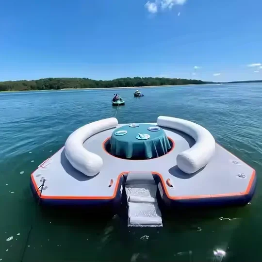 2024 New Style Inflatable Floating Platform Inflatable Floating Island Water Leisure Platform