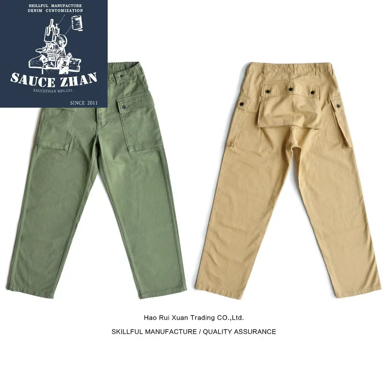 SauceZhan USMC P44 HBT U.S. Army Trousers VINTAGE Trousers Military Style Military Pants Men\'s Pants & Capris Herringbone