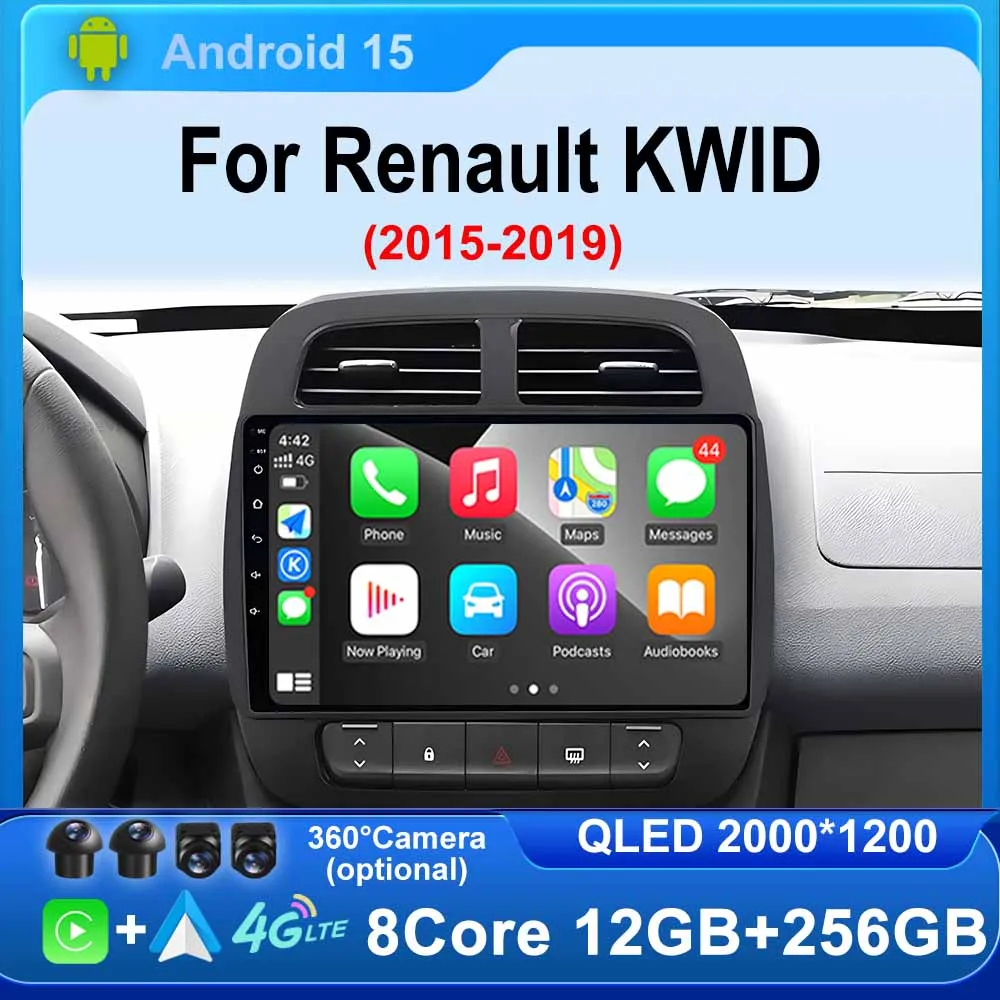 

Экран 2K Andoird 15 для Renault Kwid 2015-2019 Автомобильный радиоприемник Мультимедийный видеоплеер Навигация GPS BT Головное устройство без 2din DVD