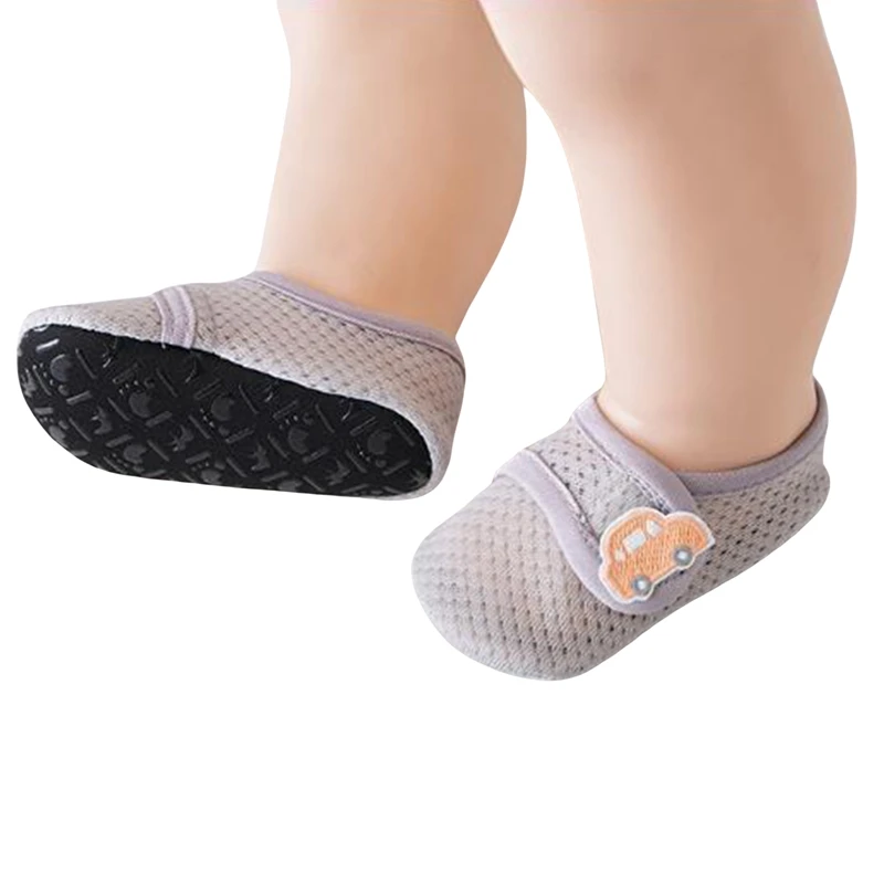 Baby Anti-Slip Walking Socks Cute Animal Pattern Mesh Breathable Shoes with Grip for Spring Summer