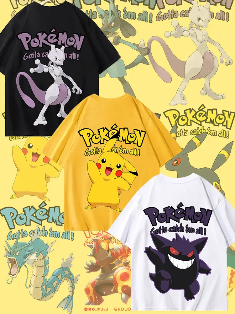 T-shirt à manches courtes Pokémon Collaboration - Nouvelle version été 2026 - Vêtements Pokémon Pikachu pour enfants et adultes