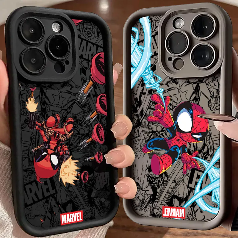 

Marvel Deadpool Spiderman Cute Phone Case For iPhone 17E 11 12 13 14 15 16 17 Pro Max Fundas 17 Air Plus 16e 13 Mini Back Cover