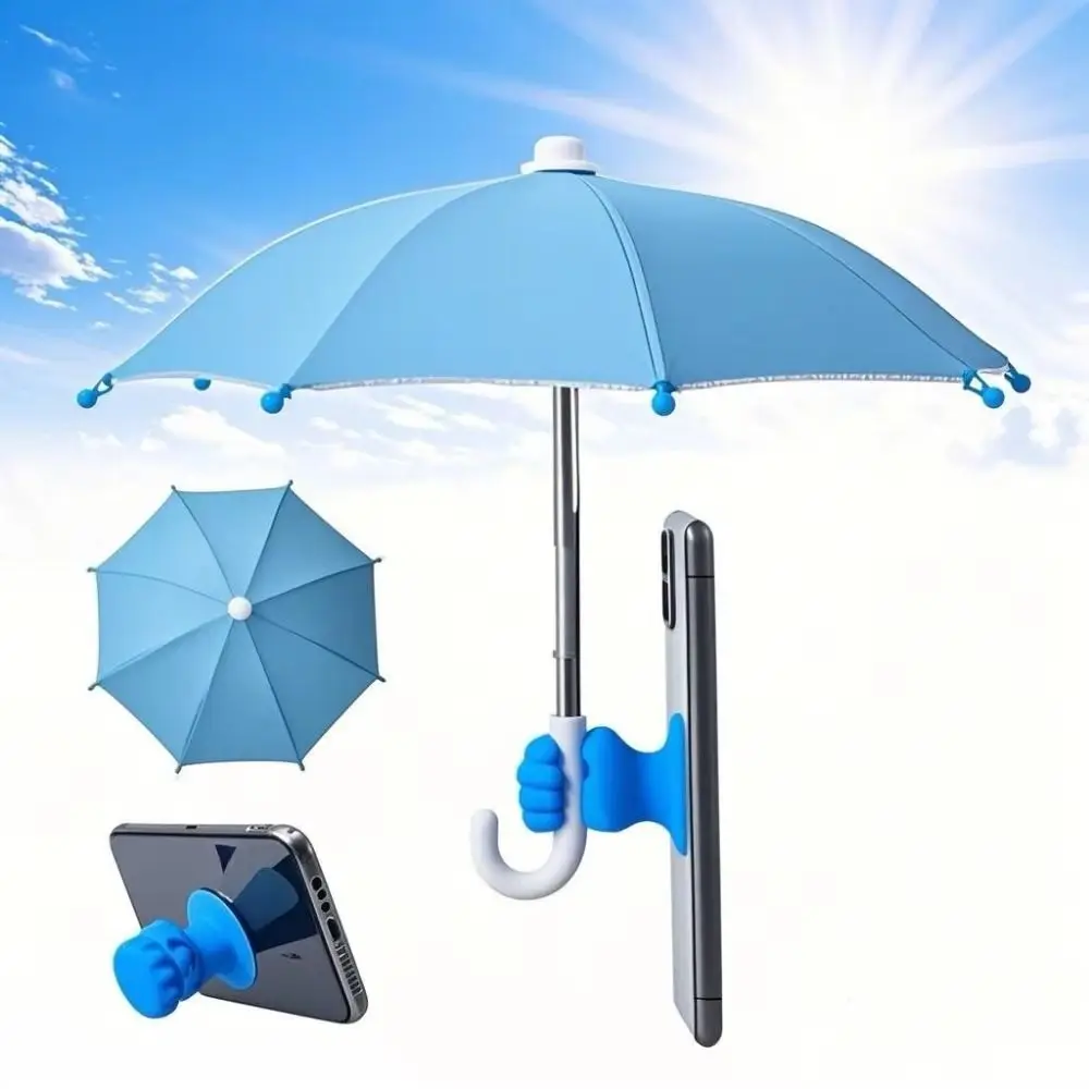 Suction Cup Holder Mini Phone Umbrella Anti-Glare Sunshade Waterproof Cell Phone Sun Shield Easy Installation Windproof