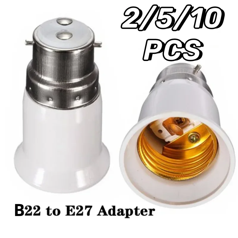 

2/5/10PCS B22 To E27 Lamp Bulb Socket Base Holder Converter Fireproof Light Conversion Adapter Home Room Lighting Accessories