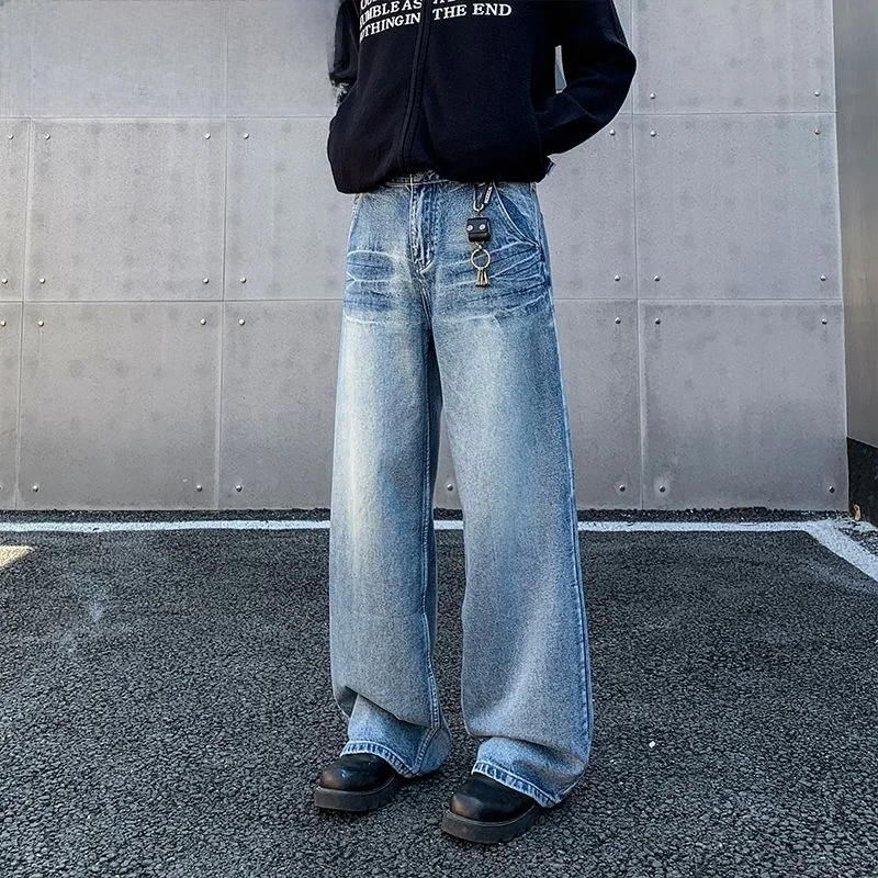 

Мужские джинсы прямого кроя с широкими штанинами, свободные, повседневные, из смесового хлопка и полиэстера, на все сезоны