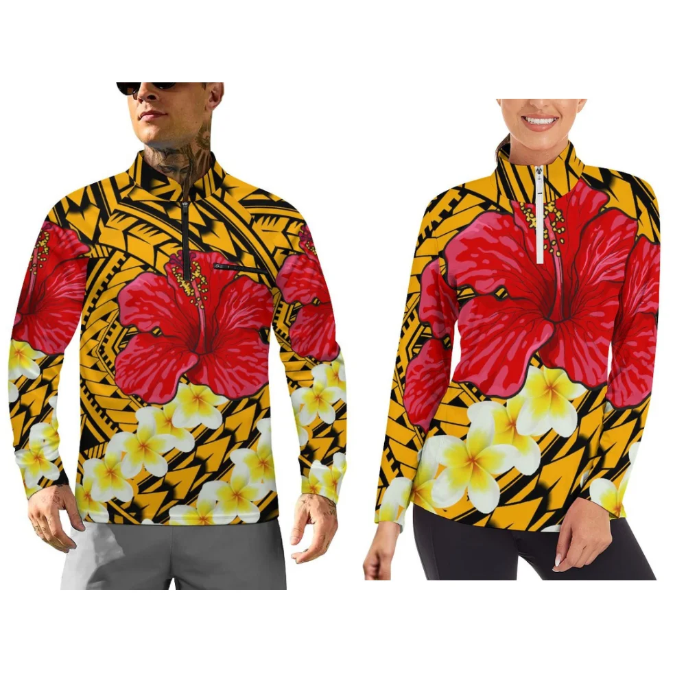 

Long-Sleeved Sportswear For Autumn And Winter Couple Sportswear Polynesian Printed Long-Sleeved Fitness Wear Can Be Customized